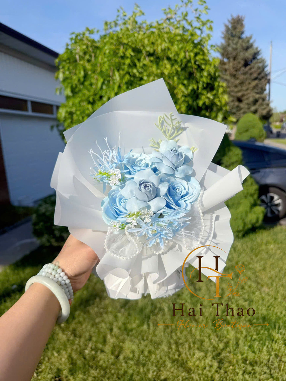 Hoa xinh tone xanh bó nhỏ xinh xắn