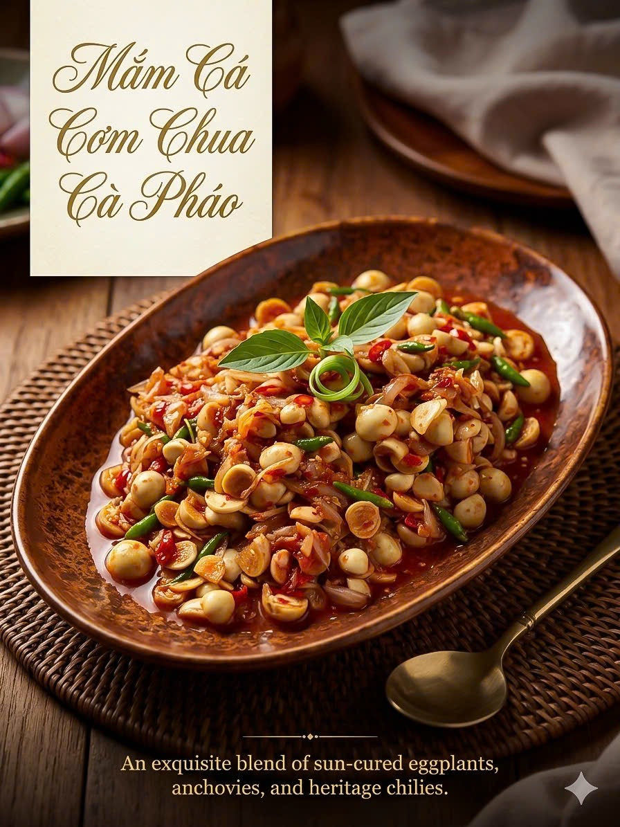 Mắm cá cơm chua cà pháo