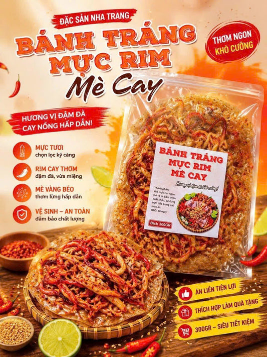 Bánh tráng mực rim me cay