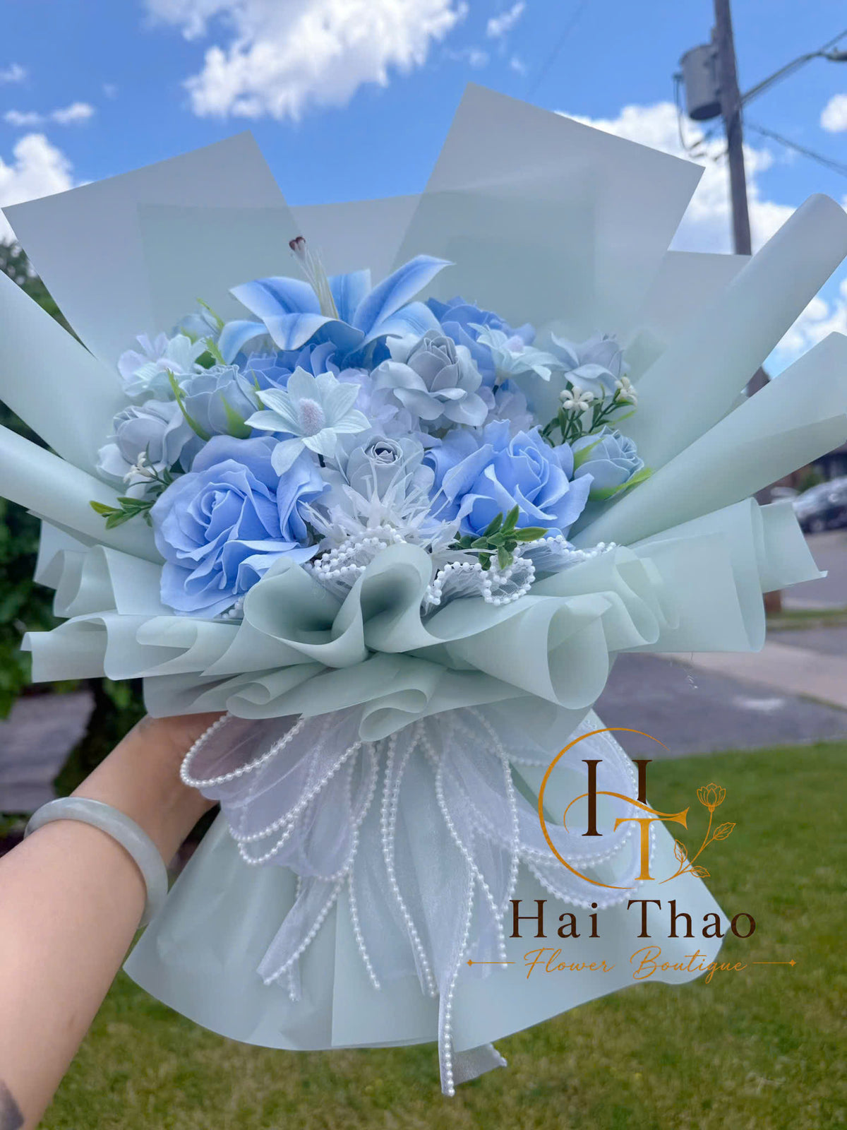Hoa tone xanh hợp tặng các anh trai 🩵