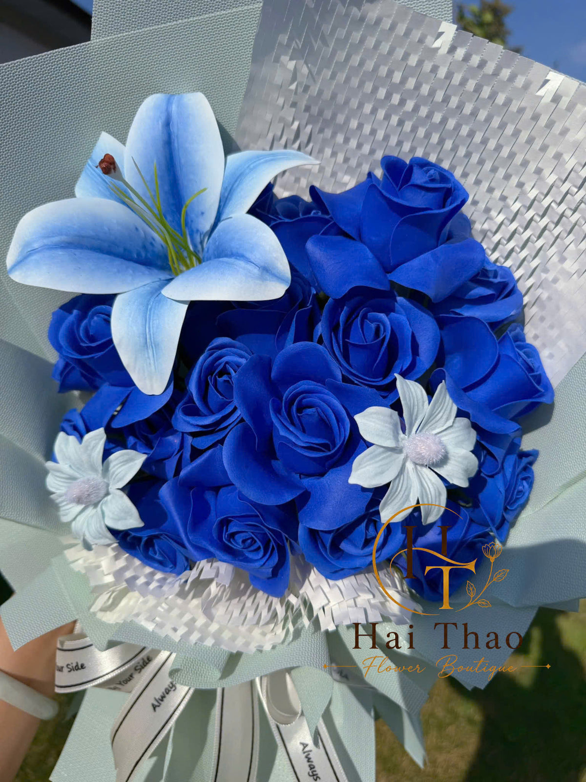 Bó hoa thuần tone xanh