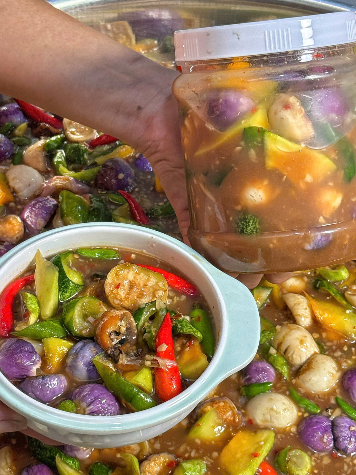Quick-Pickled Mustard Greens & Eggplant with Anchovies