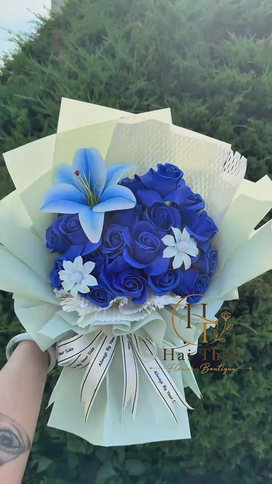 Bó hoa thuần tone xanh