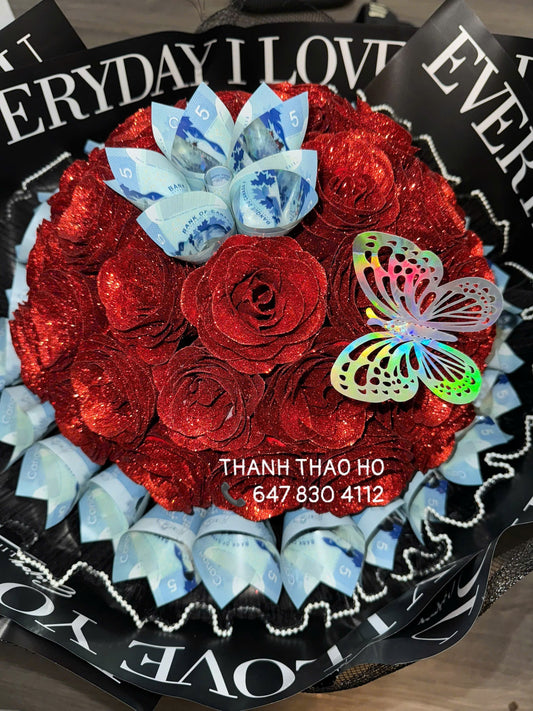 Hoa hồng nhũ bling bling handmade
