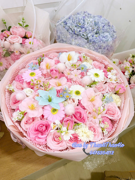 Hoa tròn siêu to mix nhiều loại hoa xinh
