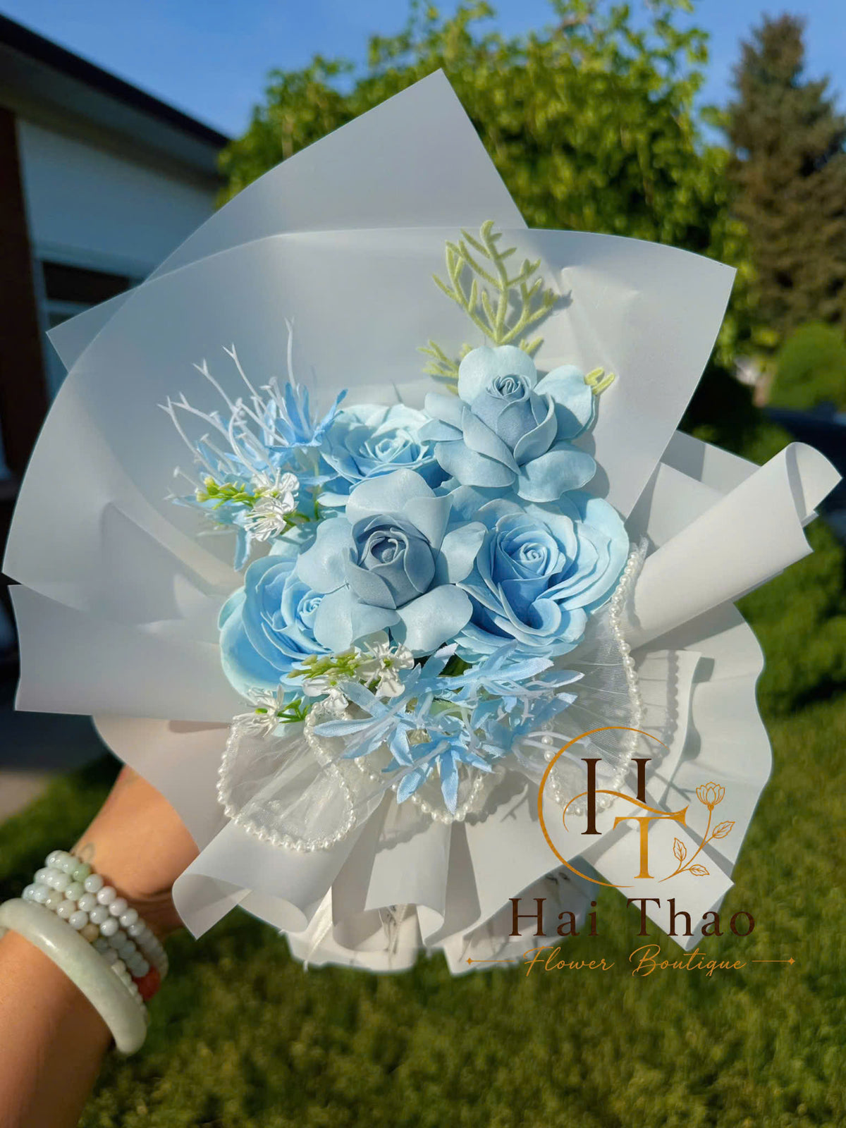 Hoa xinh tone xanh bó nhỏ xinh xắn