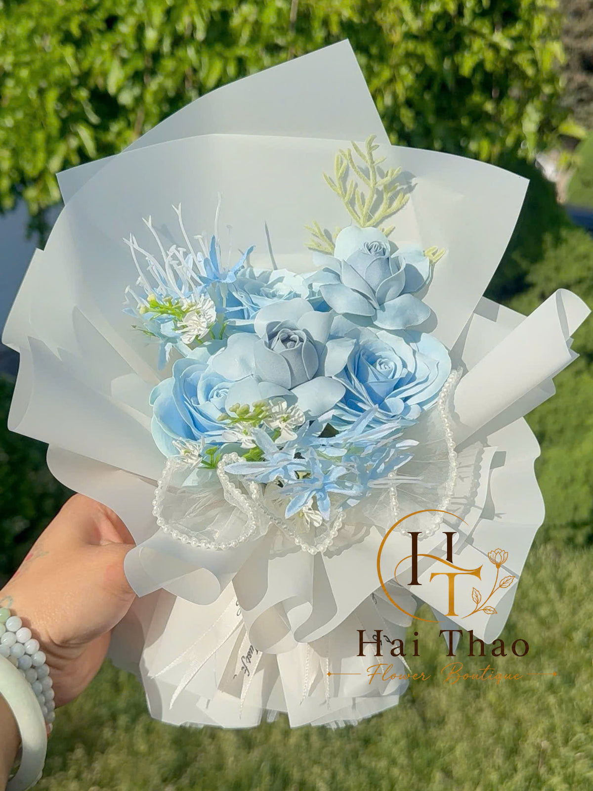 Hoa xinh tone xanh bó nhỏ xinh xắn